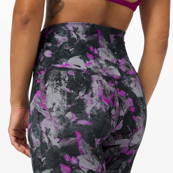 Lululemon Align Pant II 25” Inseam Floral Shift Multi Purple and Grey Size 2 - Picture 3 of 13